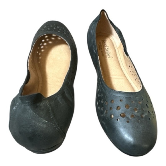Josef Seibel Pippa 29 Black Perforated Leather Flats — US Women’s 8 & 9 & 10 - Picture 2 of 12